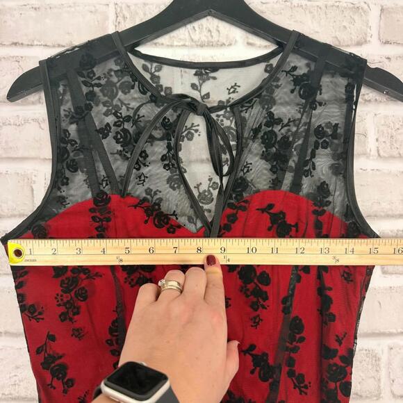 Voodoo Vixen Better Bella Red and Black Lace Overlay Dress Women's S 50’s Retro - Picture 4 of 7
